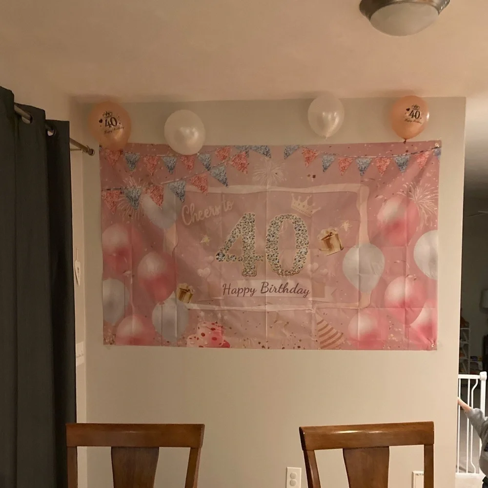 AWESOME pink 40th Birthday Backdrop Banner